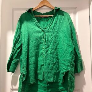 Zara Emerald Green Button Up Shirt XL Easter Outfit